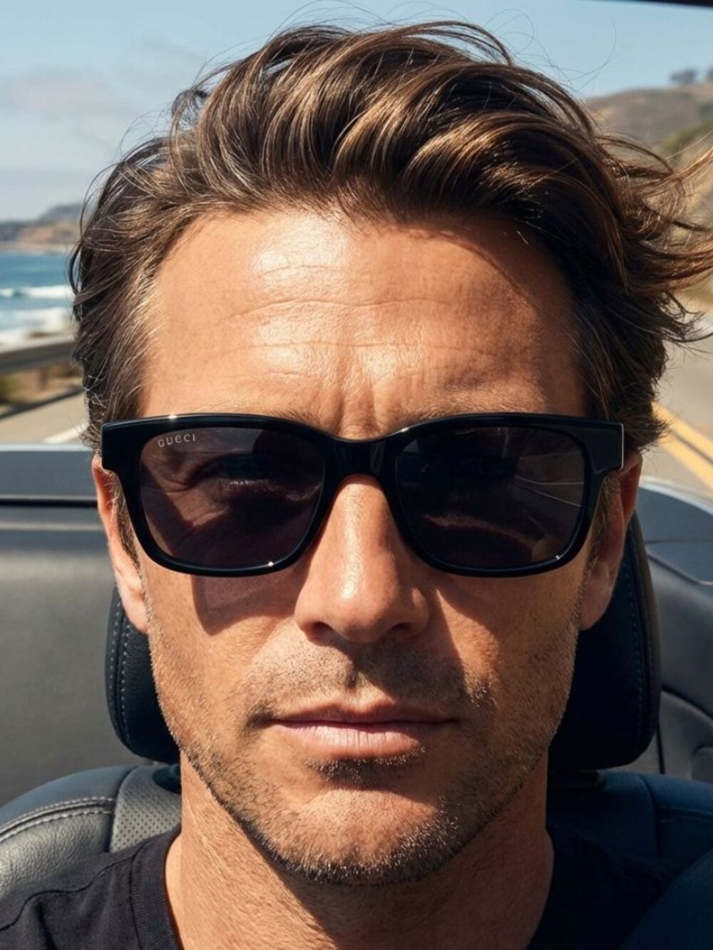 NEW GUCCI GG1716S 001 BLACK GREY MEN'S AUTHENTIC SUNGLASSES